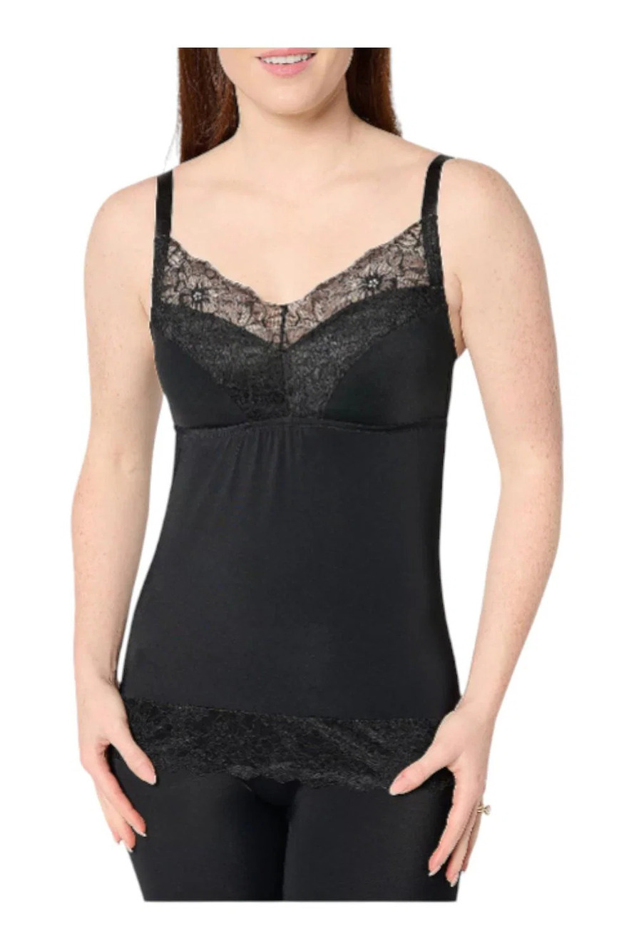 Breezies Women's Soft Support Lace Bra Camisole Black - Regular